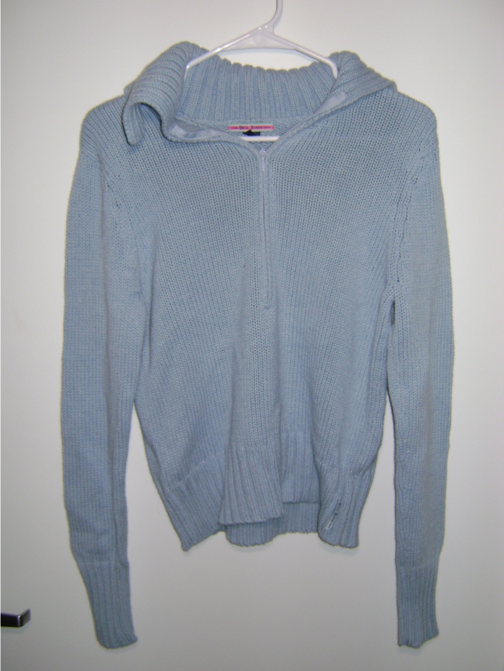 Polo by Ralph Lauren Light Blue Ribbed Half-Zip Turtleneck Sweater
